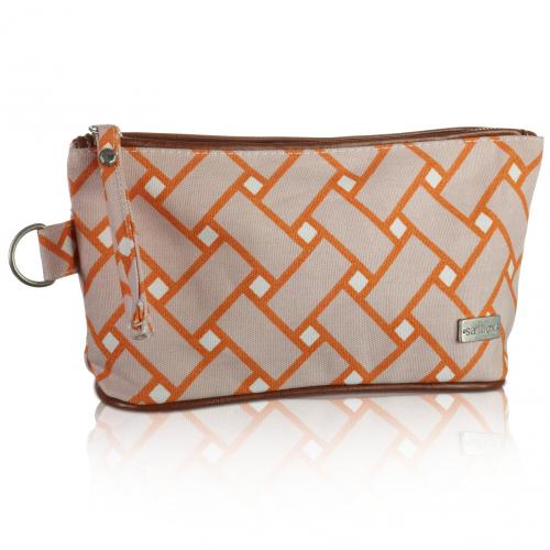 basketweave cosmetic bag in sherbet