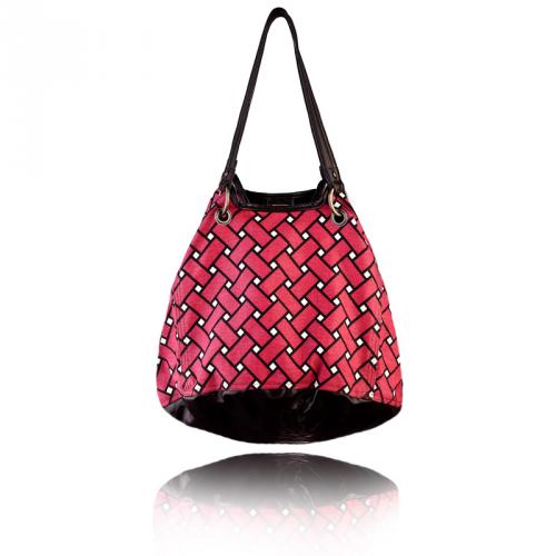 basketweave getaway bag in berry