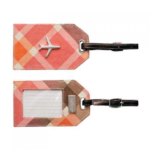 plaid luggage tag in magnolia