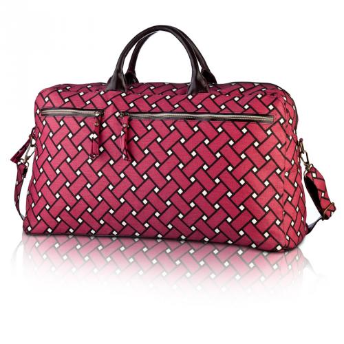 basketweave travel bag in berry