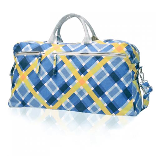plaid travel bag in harbor