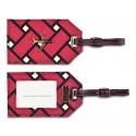 basketweave luggage tag in berry