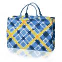 plaid utility tote in harbor