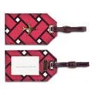 basketweave luggage tag in berry